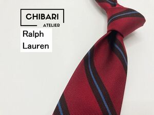 【超美品】Ralph Lauren　ラルフローレン　レジメンタル柄　ネクタイ　3本以上送料無料　ワインレッド　1001033