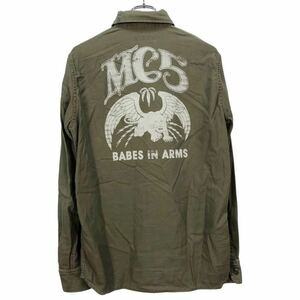 HYSTERIC GLAMOUR ヒステリックグラマー　メンズ　プリント　カーキ　ミリタリー　長袖シャツ トップス　M表記