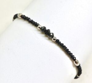 1円〜!!良品!!6.00ctUP!!▼K18WG 天然ブラックダイヤモンドブレスレット▼D 2.1g 約22cm ジュエリー diamond bracelet DB0/DD0 S1058