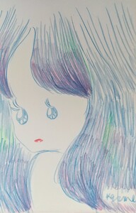 手描きイラスト「青の影」