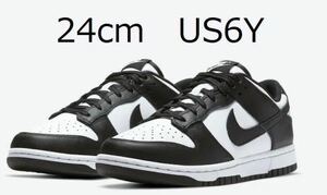 24cm Nike GS Dunk Low パンダ White / Black US6Y ナイキ ダンク ロー PANDA CW1590-100 ウィメンズ WMNS 黒×白 AIR FORCE 1 DD1503-101