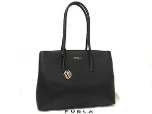 1円 ■極美品■ FURLA フルラ テッサ レザー トートバッグ ショルダーバッグ 肩掛け レディース ブラック系 BI8884