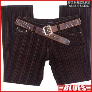 即決★BURBERRY BLACK LABE★W31位 パンツ 廃盤 バーバリーブラックレーベル 79 メンズ ストライプ 三陽商会 ナイト刺繍