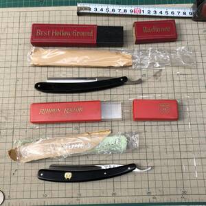 1円スタート 極美品 西洋カミソリ 箱入 2点 ▲ RIBBON JPNレザー S.H-1、nile 、 剃刀 RAZOR レザー 1254