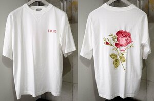 定価10万円↑ボーダー柄！良品 ディオール 薔薇 刺繍 バラ カットソー Tシャツ S 半袖 メンズ 243J685A0677