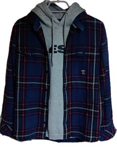 ◎美品◎激得◎DIESEL ディーゼル 長袖ワークネルシャツS＋霜ふりグレープルオーバーパーカーS 重ね着2セット