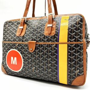 1円〜『希少』GOYARD ゴヤール ハンドバッグ ビジネス トート ブリーフケース アンバサードMM A4サイズ収納 レザー グレー ブラウン メンズ