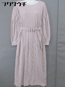 ◇ ◎ natural couture NICE CLAUP サーマル 七分袖 膝下丈 ワンピース ピンク系 レディース