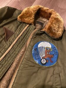 博物館級　AIRBORNE 1940s USAF B-15A FLIGHT JACKET with HAND PAINTED SQUADRON PATCH フライトジャケット(検30s 50s 60s B-15B C D 10)