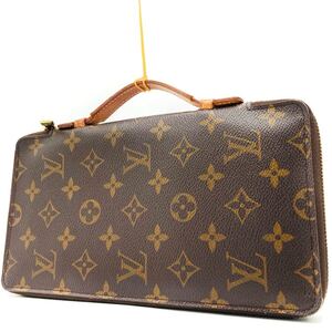 1円●美品●LOUIS VUITTON ルイヴィトン モノグラム 長財布 オーガナイザー ラウンドファスナー クラッチバッグ セカンドバッグ メンズ