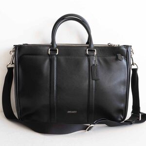 【極美品】COACH【F71695/2WAY メトロポリタン レザー ブリーフケース】 ブラック エンボス加工 ビジネスバッグ コーチ 2412939