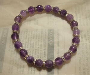 人気!綺麗な石質!高品質ラベンダーアメジストamethyst丸玉ブレスレットbracelet♪美しい天然石♪4602