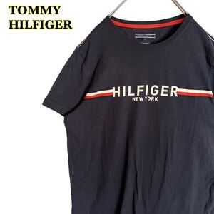 TOMMY HILFIGER トミーヒルフィガー　半袖Tシャツ　ロゴプリント　紺　メンズ　Mサイズ　【AY1435】