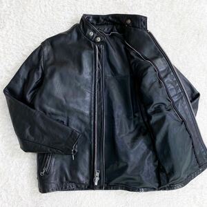 【美品】Schott ショット レザー シングルライダース レザージャケット 革ジャン 本革 ブラック 黒 ジャンパー ジャケット メンズ 