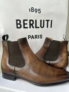 定価35,3万 Berluti Cursive Galet ScritLeather Boots ベルルッティ カーシヴ ガレ スクリットレザー サイドゴアブーツ チェルシー 最新型