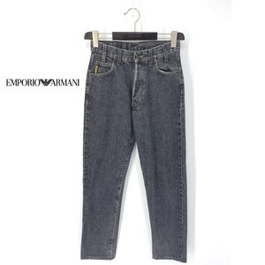 A6661/美品 春夏 EMPORIO ARMANI アルマーニ 装飾付き スリム タイト テーパード ジーンズ デニムパンツ 28 S程 灰色 インディゴ/メンズ