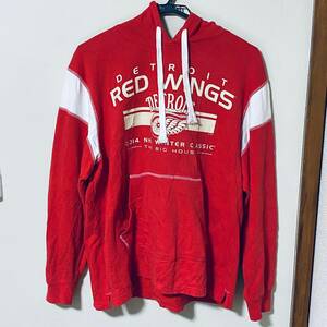 【USA輸入】プリント スウェット パーカー DETROIT RED WINGS 赤メンズXL