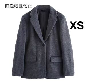 gray vintage ヴィンテージ レトロ ファー テーラードジャケット アウター XSサイズ レディース★ZARA 好きな方に★秋冬新作 新品未使用★