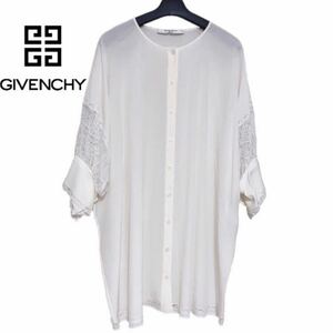 【新品】確実正規品　GIVENCHY 　ジバンシィ　ジバンシー レース　シャツ ワンピース ホワイト　白　レディース　38　Ｍサイズ