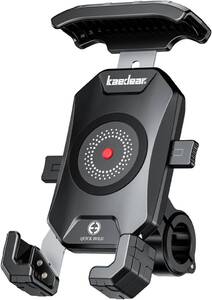 ブラック Kaedear(カエディア) バイク スマホホルダー バイク用 携帯ホルダー 振動吸収 対応 / スマホ厚さ15mmまで