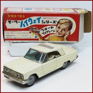 旧バンダイ【FORD Fairlane白60sフォード フェアレーン電動モーターハイウェイ(動作不良)】ブリキtin toy car赤箱BC BANDAI萬代屋(箱付)01