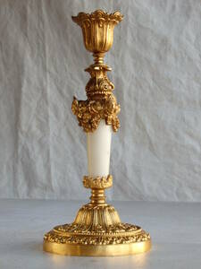 フランスアンティーク キャンドルスタンド 19世紀　1880年　ブロンズ 青銅 ホルダー 蝋燭立て 燭台 ゴールドプレート　金メッキ