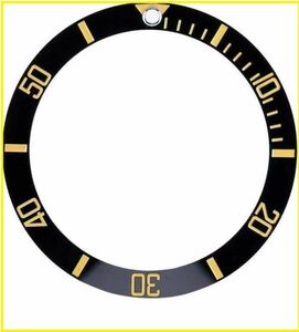 送料無料…ROLEX ロレックス サブマリーナ セラミック ベゼル 腕時計 ダイバーウォッチベゼル インサート (ブラック/ゴールド）社外品