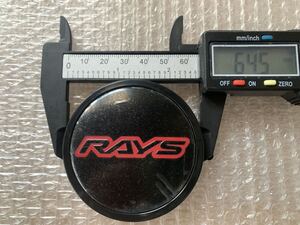 センターキャップ RAYS VOLK RACING製ホイール他にもオススメ 65mm 黒に赤文字　37などに似合う！