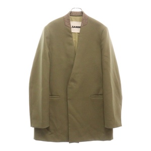 JIL SANDER ジルサンダー 22AW 1B Collar Less Jacket ノーカラー ジャケット カーキ J21BN0011