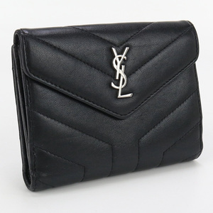 中古良品サンローランSAINT LAURENT ルル コンパクトウォレット レザー 504965 ブラック ランク：A us-2 レディース