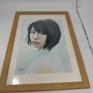 中古　【真作】 S.Tomo 直筆サイン有り 色鉛筆画 真筆 人物画 写実画 リアリズム 美人画　美女