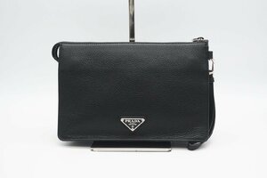 ☆安心の３大保証☆ ABランク ≪PRADA プラダ/クラッチバッグ≫ 2VF006 ヴィテッロ シティ クラッチバッグ ネロ ブラック 黒 美品 送料無料