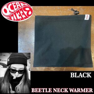 【OCEAN BEETLE】オーシャンビートル ワンポイント BEETLE Logo ネックウォーマー BLACK ブラック シンプル Neck Warmer バイカー 防寒