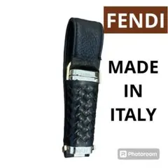 FENDI フェンディ　小物　レザー　ウーヴン編み込み　ブラック