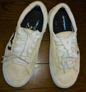 即決・送料込★vans バンズ★デカロゴ 厚底 キャンバスローカット 500714★白ｘ黒 Wom7.5(24㎝) レアなデカロゴ