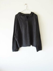 KristenseN DU NORD / クリステンセンドゥノルド silk hooded cashmere knit hoodie BLACK×C.GRAY * カシミヤ ニット パーカー