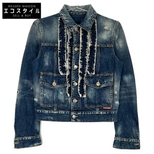 DSQUARED2 ディースクエアード S72AM0611 インディゴ フリル デニム ジャケット ブルー 38 ジャケット デニム レディース 中古