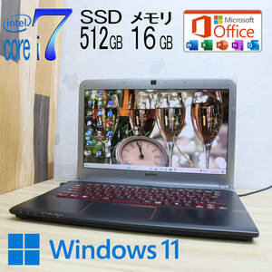 ★美品 最上級4コアi7！新品SSD512GB メモリ16GB★SVE14A19FJB Core i7-2670QM Webカメラ Win11 MS Office2019 Home&Business★P70798