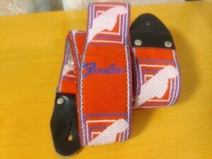  Fender 横ロゴ vintage モノグラム ストラップ フェンダー guitar strap ビンテージ 赤 RED メタルバックル