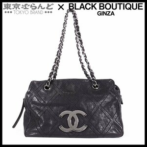 101692876 シャネル CHANEL チェーントートバッグ ブラック シルバー金具 レザー ダイヤステッチ ココマーク 10番台 トートバッグ