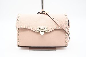 ☆安心の３大保証☆ ABランク ≪VALENTINO ヴァレンティノ/ショルダーバッグ≫ 4W2B0181VSF ガラヴァーニ ロックスタッズ レザー ピンク 美