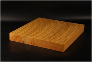 [URA]本榧製卓上19路碁盤/厚み5.4cm/約5kg/5-1-55(検索)骨董/将棋/碁笥/碁石/カヤ/榧