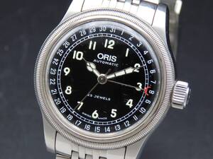 1円～! 稼動品★正規品 ORIS オリス 7543 ビッグクラウン ポインターデイト 裏スケ 自動巻き 純正ブレス メンズ腕時計 SSCLG3142