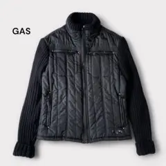 美品✨GAS ニットダウンジャケット ライダースジャケット 異素材ドッキング