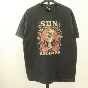 X637 90sビンテージ SUN 半袖Tシャツ■1990年代製 表記Lサイズ 古着 アメカジ ストリート ブラック ロック ミュージック 80s 70s 60s 激安