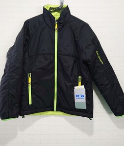 新品☆SALOMON (サロモン) 中綿入 リバーシブル ジャケット FALCON MID JACKET ブラック＆グリーン ☆防風:防寒☆スキー／スノボ／スケボ