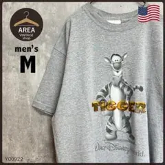 ディズニー Tシャツティガー半袖グレーMサイズ刺繍タグUSAアメリカ古着