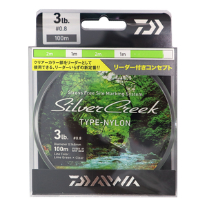 渓流用ナイロンライン ダイワ シルバークリーク TYPE-N 3LB 0.8号 ライムグリーン×クリア 100m 釣糸 釣り具 フィッシング