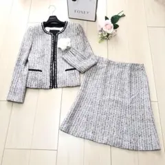 美品♡アンタイトル　ツイードセットアップ　ラメ　ママスーツ　白黒ピンク　1