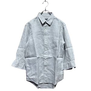 ●洗濯プレス済み● journal standard ジャーナルスタンダード リネンシャツ 5部袖 リネン100% グレーブルー sizeS【2575】